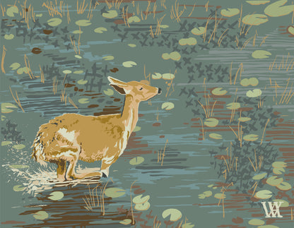 Teal/Gold Lily Pad Doe
