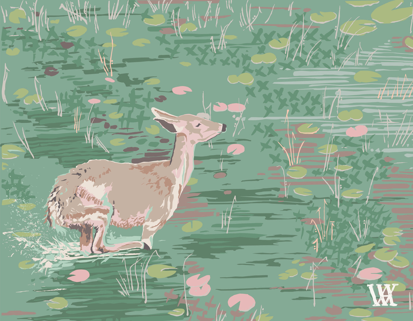 Green/Pink Lily Pad Doe