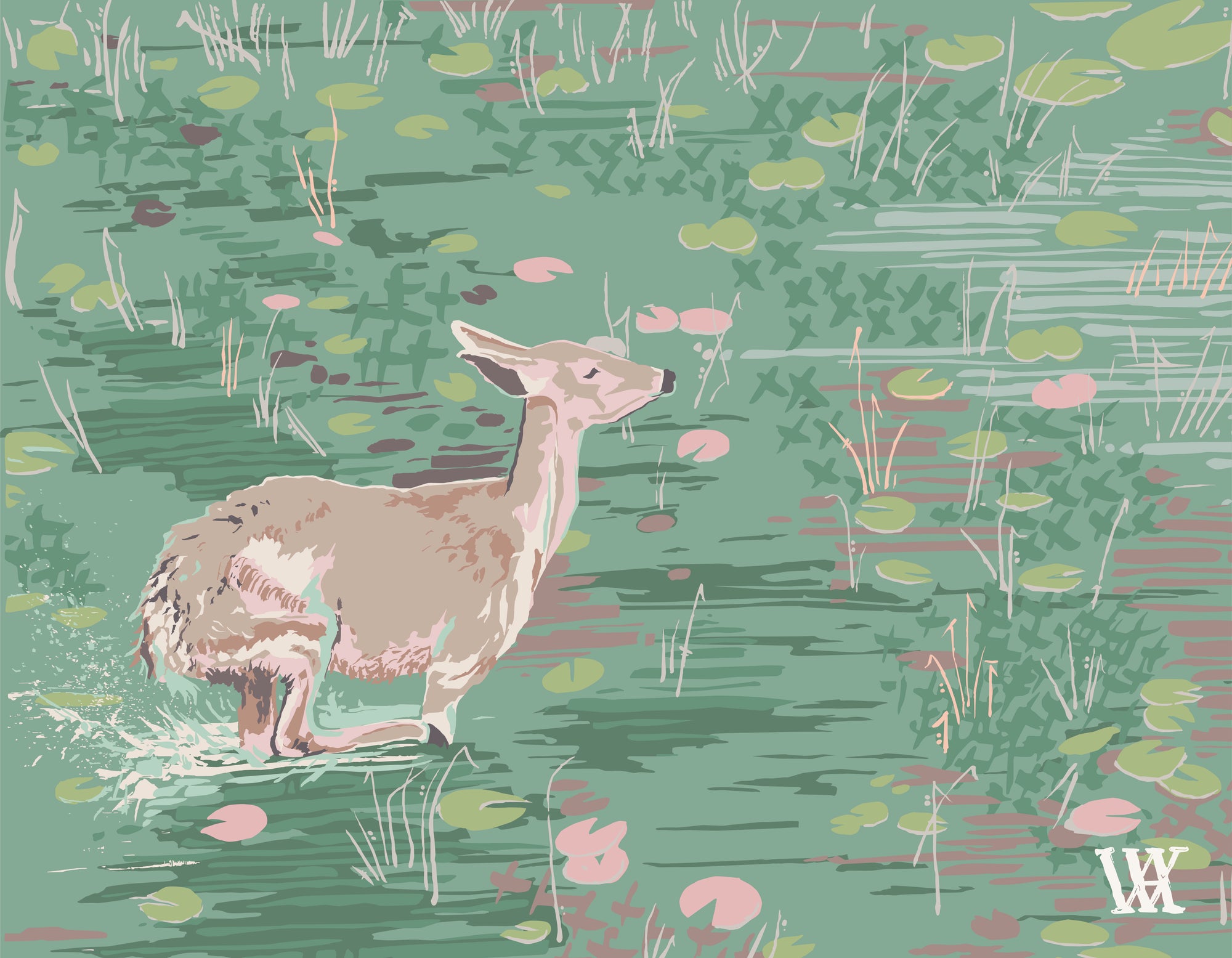 Green/Pink Lilypad Doe