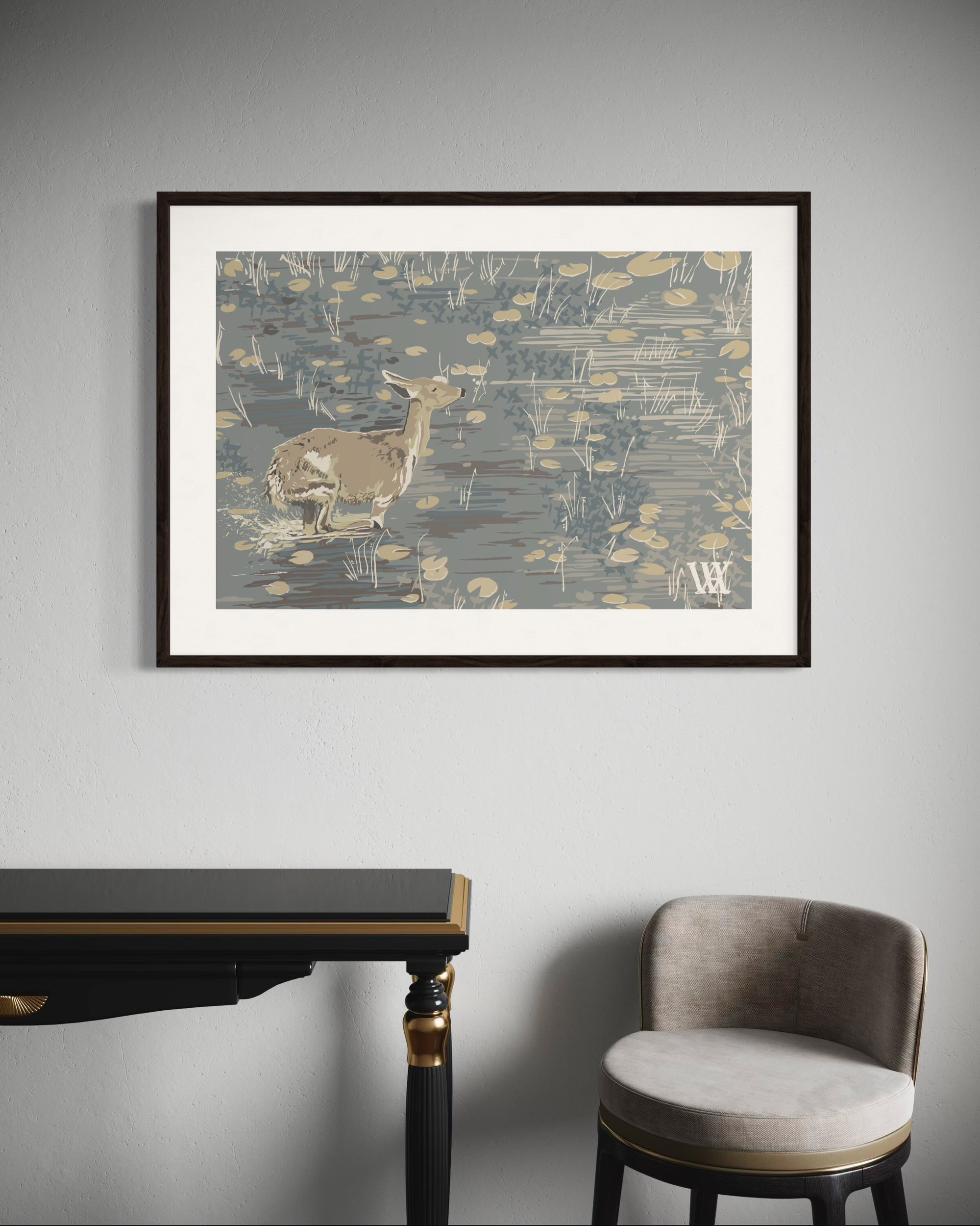 Neutral Lilypad Doe | Austin Williams Art | austinwilliamsart.com