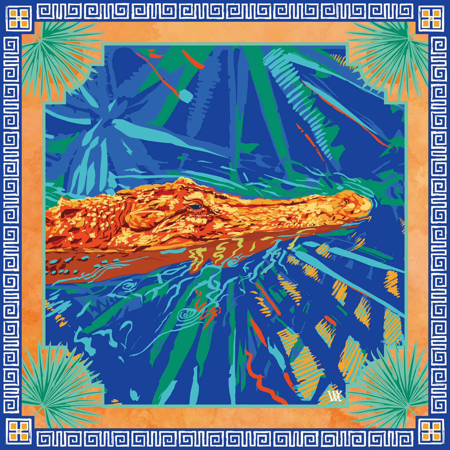 The Swamp Ocmulgee Alligator - Double-Sided Silk Scarf