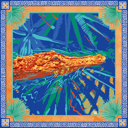 The Swamp Ocmulgee Alligator - Double-Sided Silk Scarf