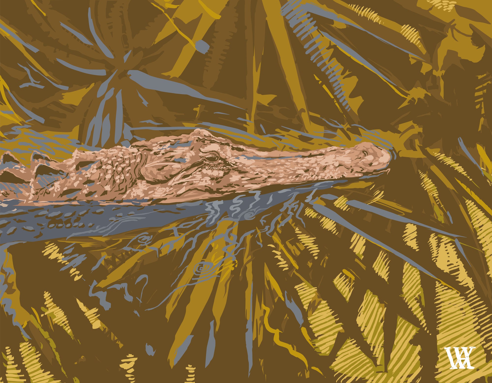 Gold Ocmulgee Alligator | Austin Williams Art | austinwilliamsart.com
