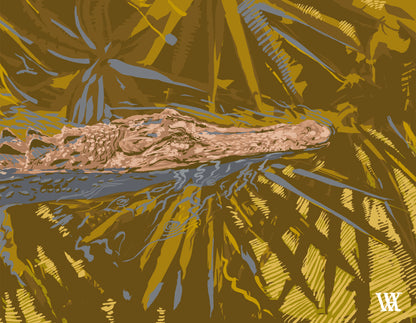 Gold Ocmulgee Alligator | Austin Williams Art | austinwilliamsart.com