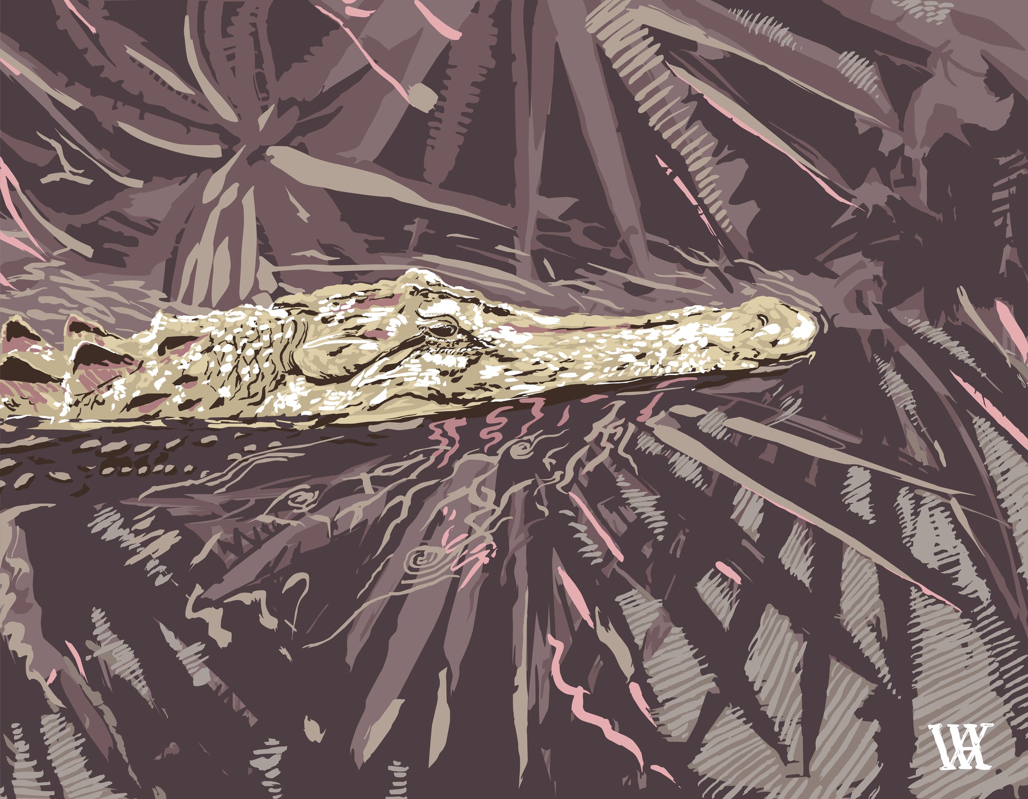Neutral Ocmulgee Alligator | Austin Williams Art | austinwilliamsart.com