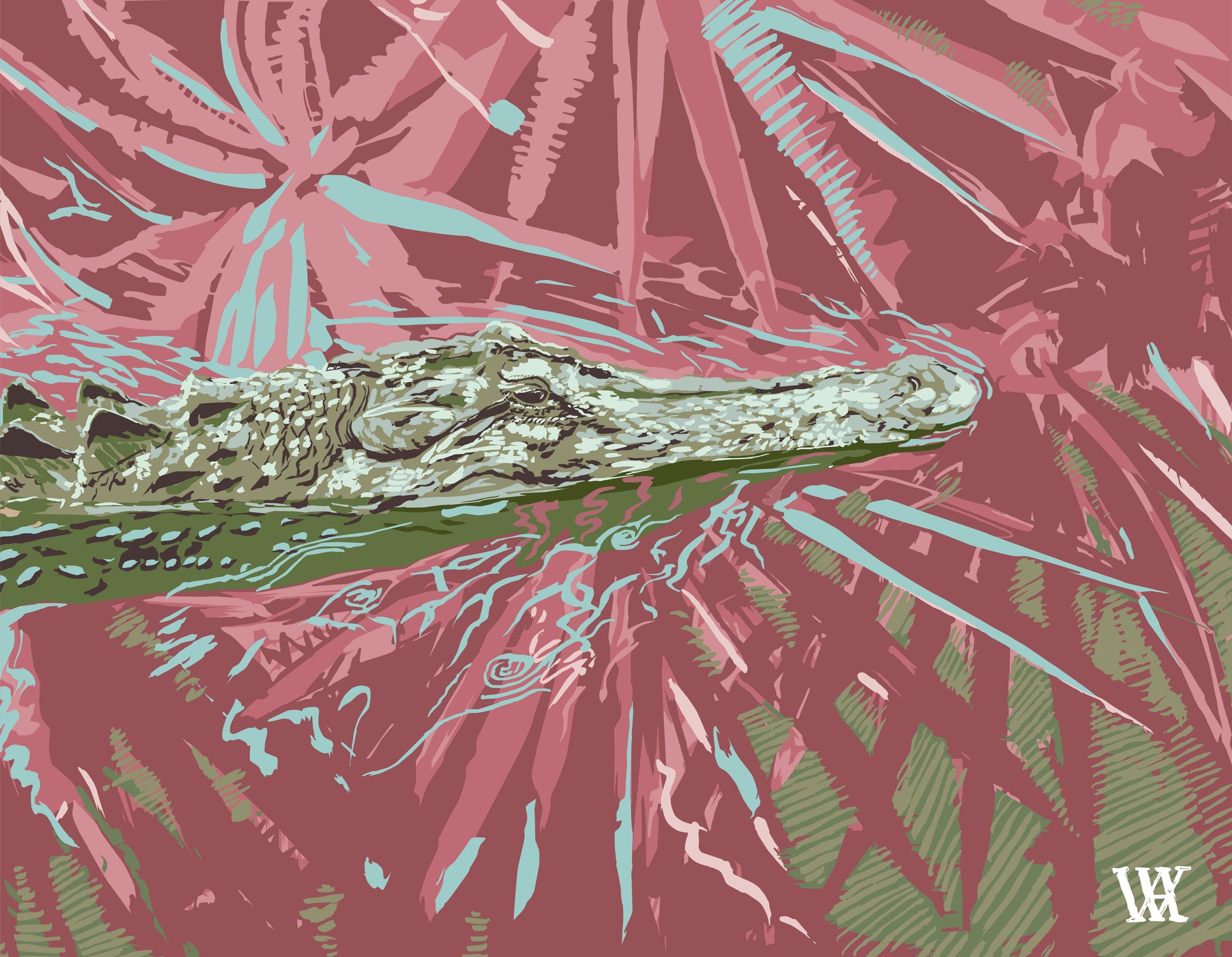 Pink Ocmulgee Alligator | Austin Williams Art | austinwilliamsart.com