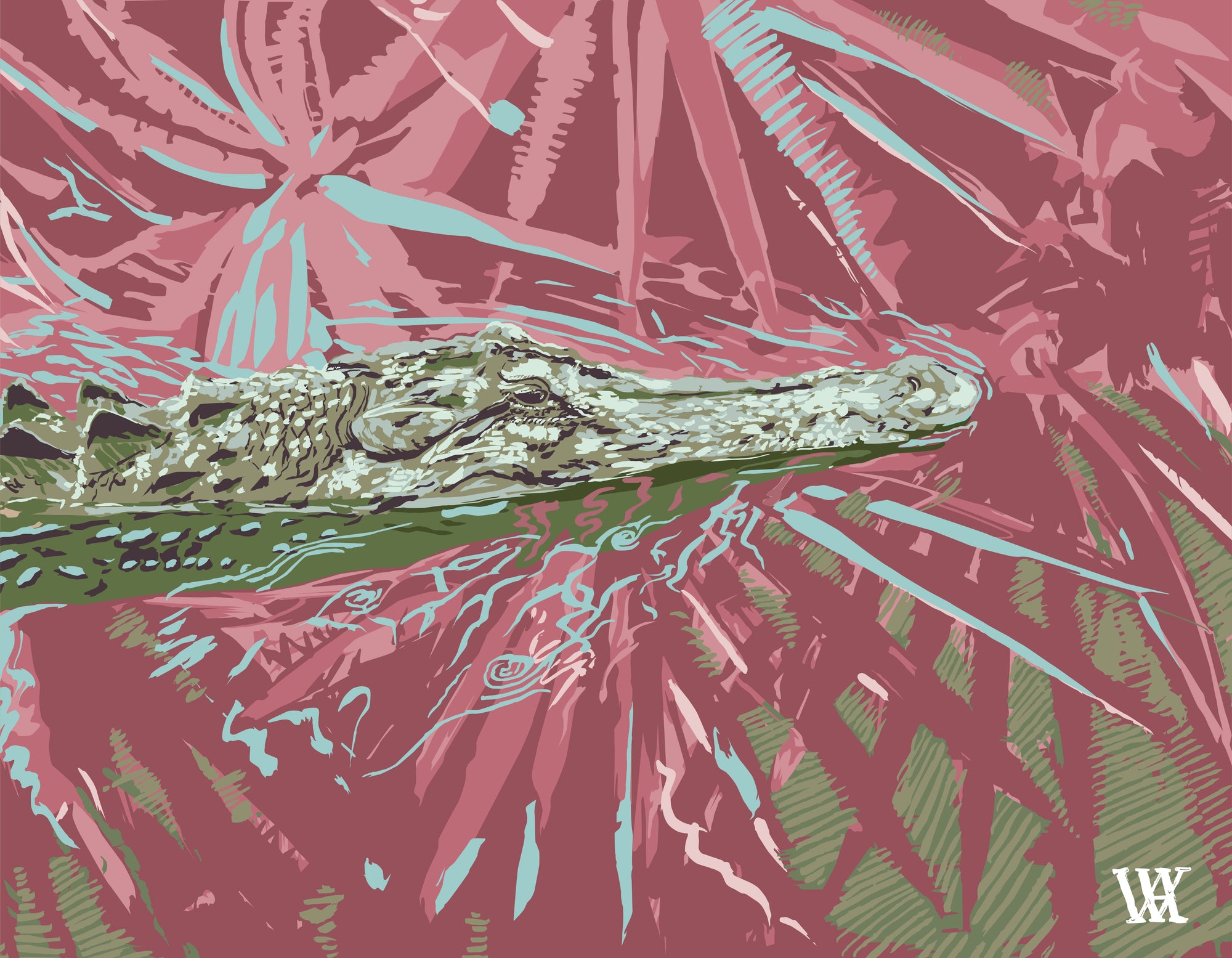 Pink Ocmulgee Alligator | Austin Williams Art | austinwilliamsart.com