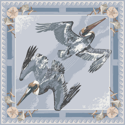 Mist Tide Diver - Double-Sided Silk Scarf