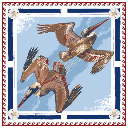 Americana Tide Diver - Double-Sided Silk Scarf
