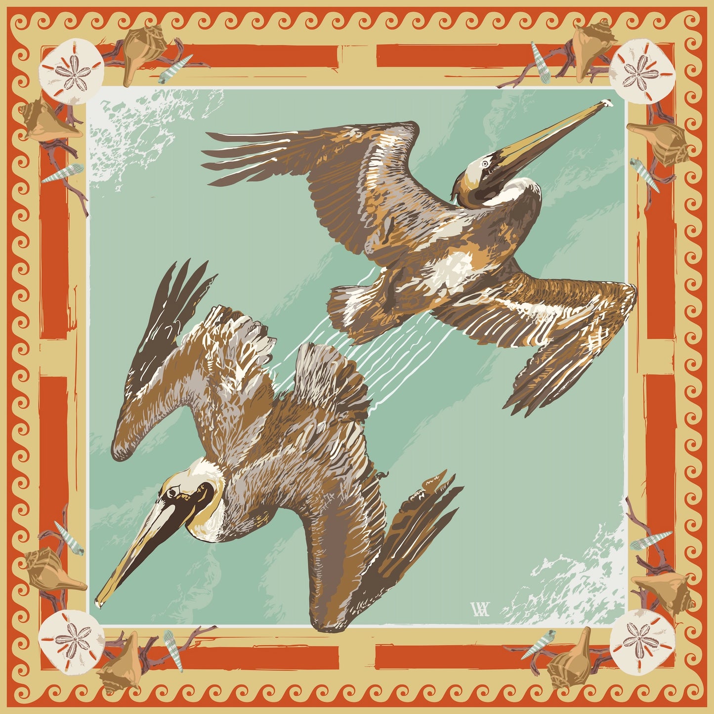 Tomato Tide Diver - Double-Sided Silk Scarf