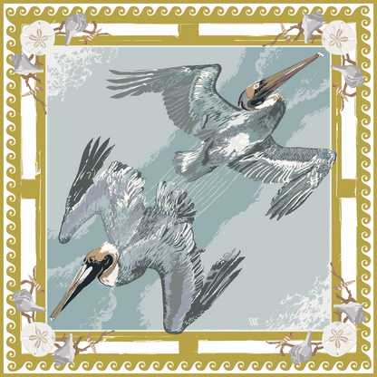 Gold Tide Diver - Double-Sided Silk Scarf