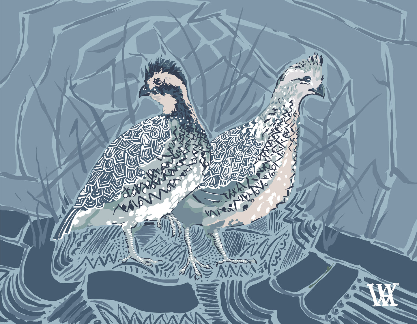 Light Blue Bobwhite Pair | Austin Williams Art | austinwilliamsart.com