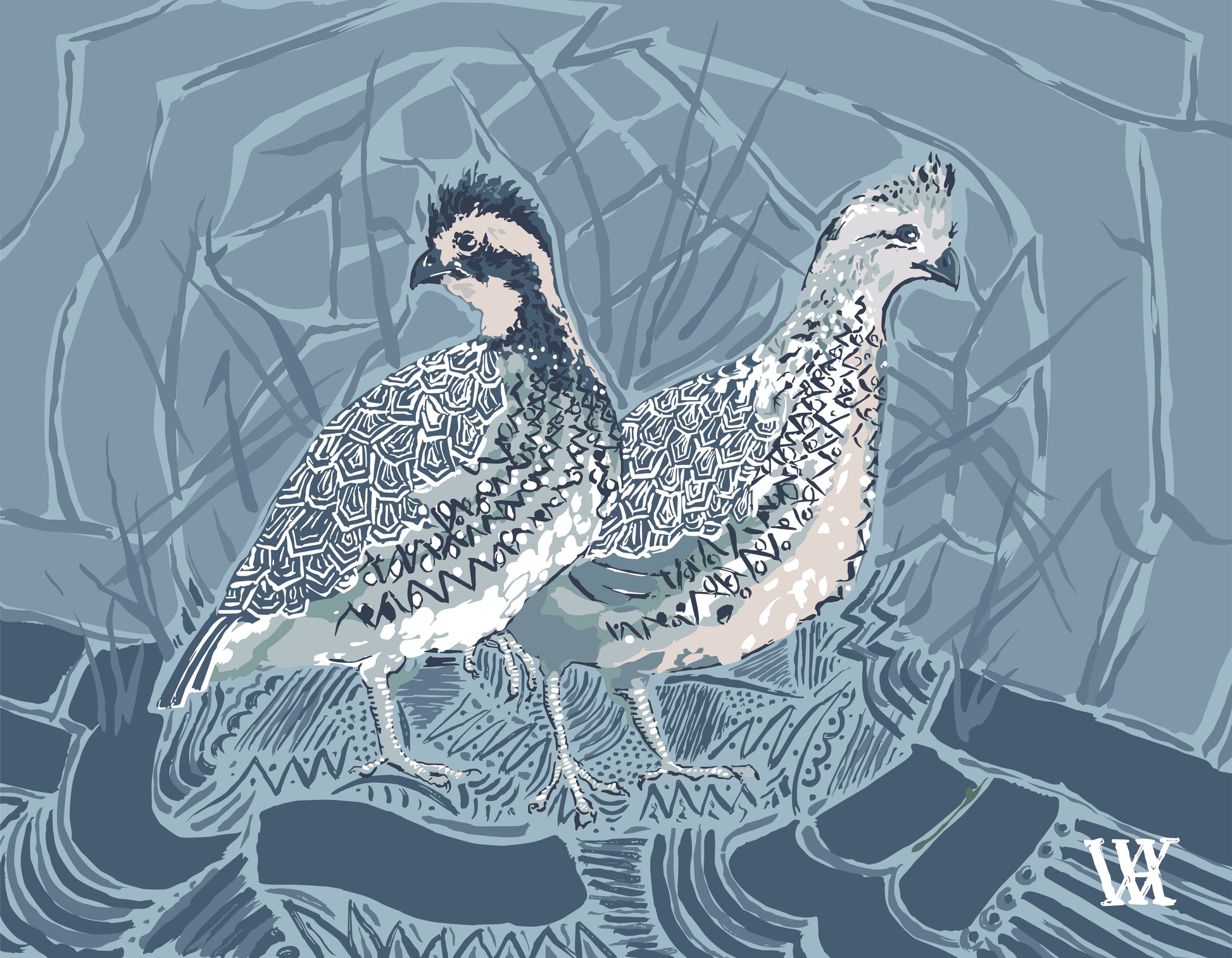 Light Blue Bobwhite Pair | Austin Williams Art | austinwilliamsart.com