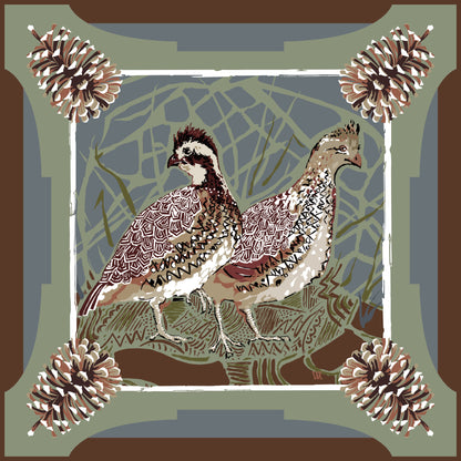 Slate Quail Pair Strong Pocket Square