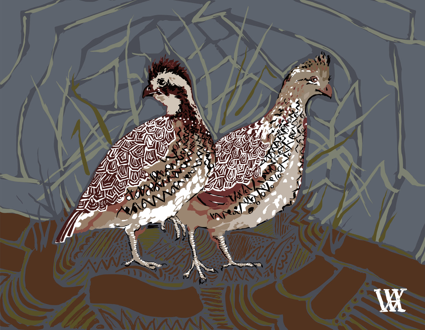 Slate Bobwhite Pair | Austin Williams Art | austinwilliamsart.com