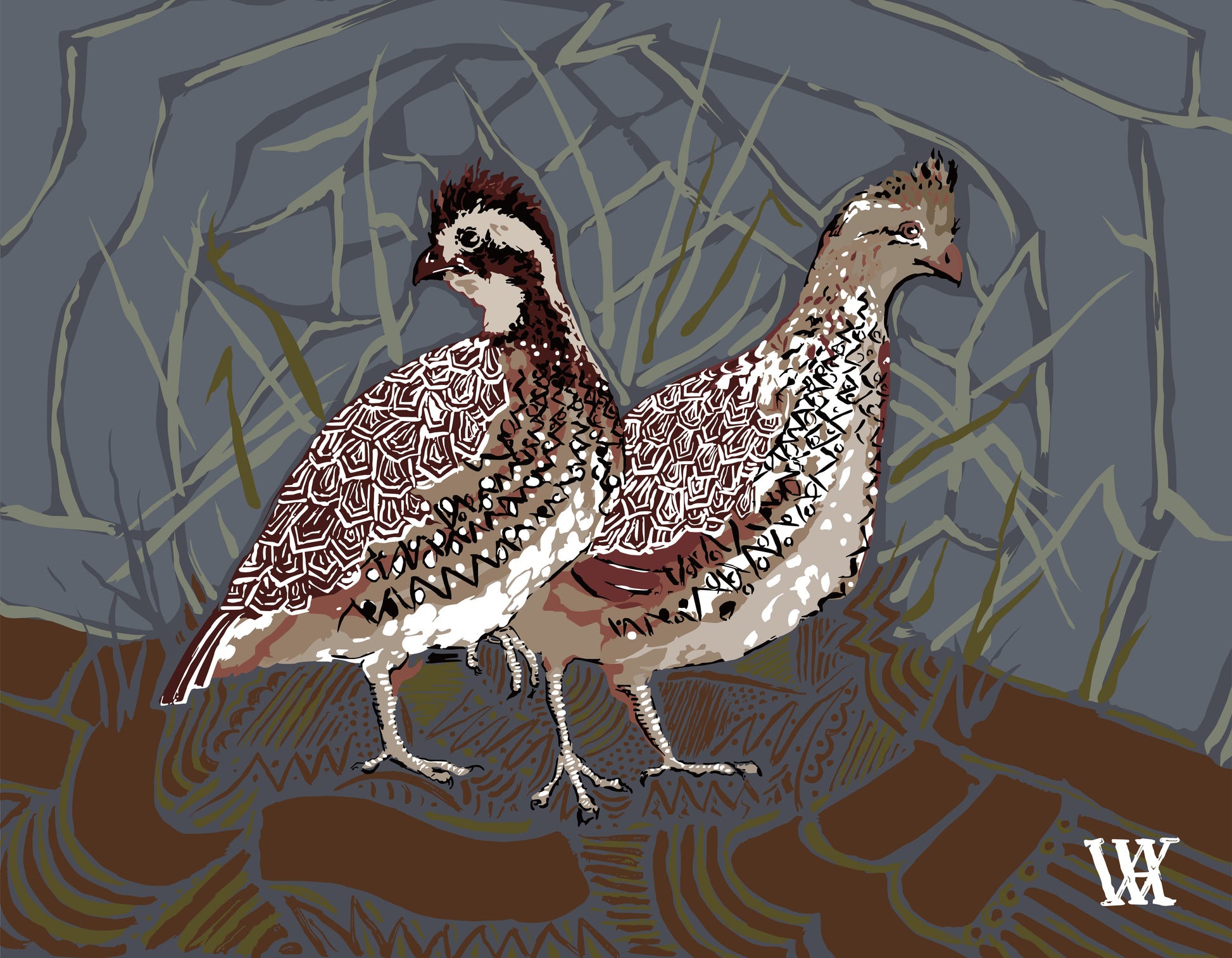 Slate Bobwhite Pair | Austin Williams Art | austinwilliamsart.com