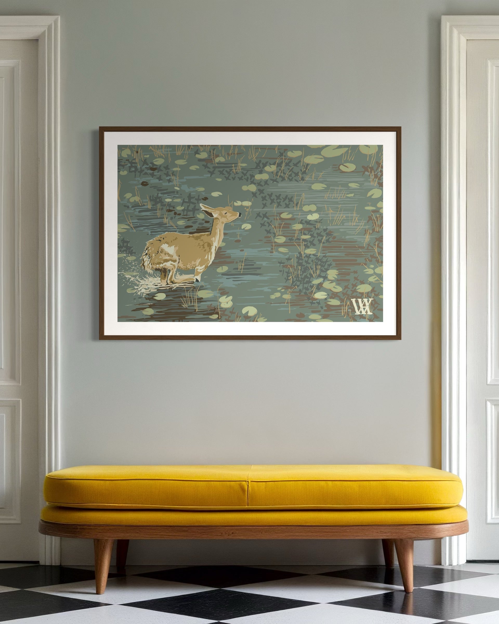 Teal/Gold Lilypad Doe | Austin Williams Art | austinwilliamsart.com