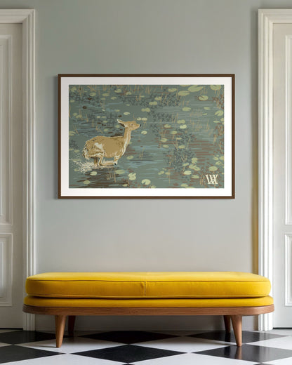 Teal/Gold Lilypad Doe | Austin Williams Art | austinwilliamsart.com